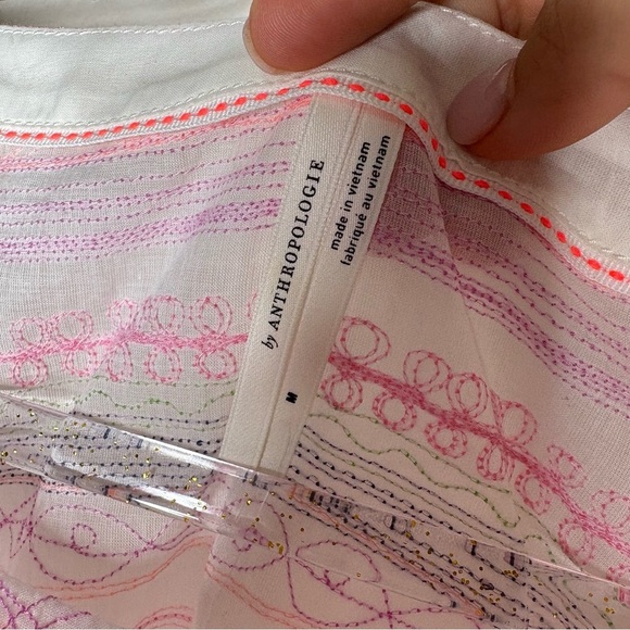 Anthropologie Letty Embroidered Babydoll Blouse Size Medium New With Tags - Picture 4 of 10